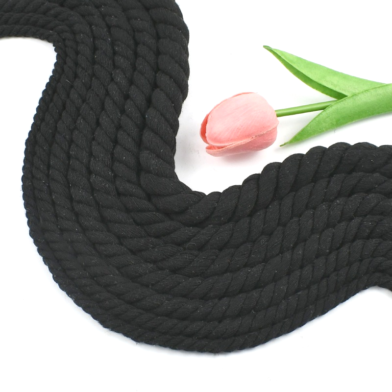 Macrame Cord Cotton - 1-5 м, 5-20 мм, черный, 3