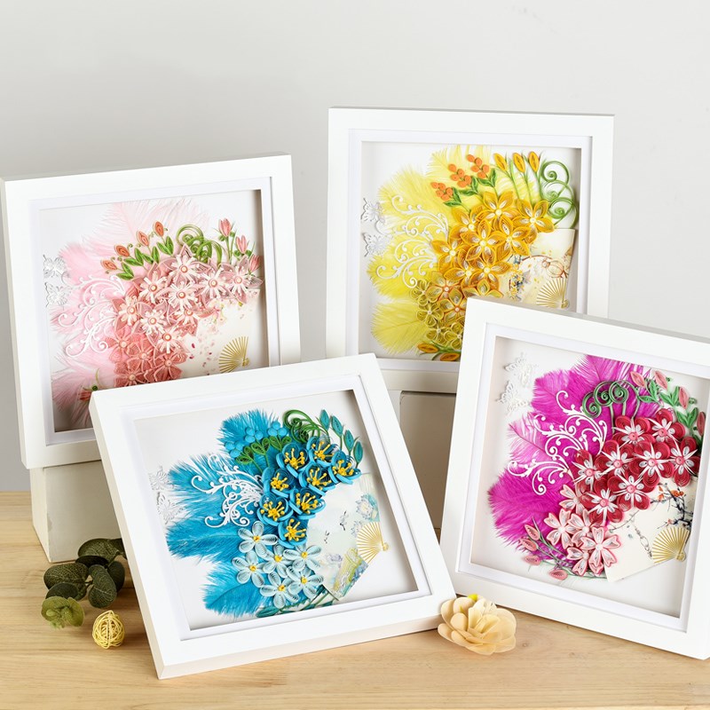 Quilling Paper Strips - Бумажный веер с перьями для художественного