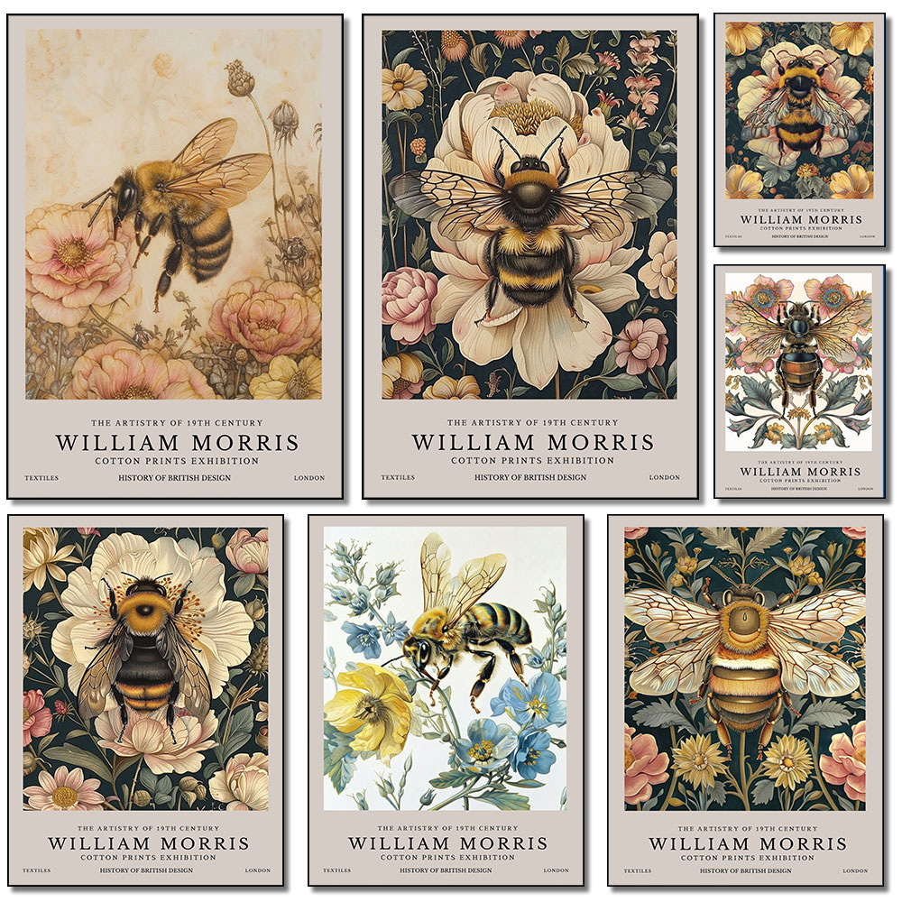 Art Craft William Morris - Ретро-постер с изображением пчел и цветов