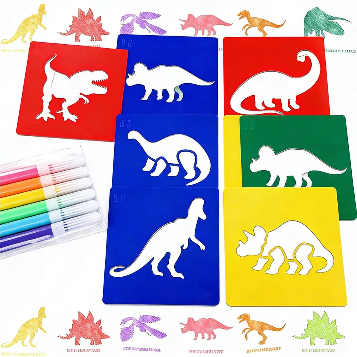 Набор из 6 трафаретов для рисо – обзор и цена Art Craft Dinosaurs