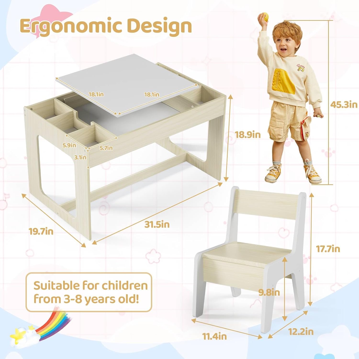 Детский набор 3-в-1: стол и ст – обзор и цена Art And Craft For Nursery