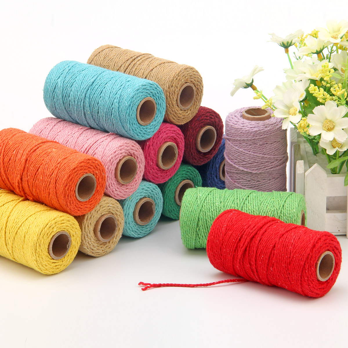 2 мм веревка, витой шнур, 100  – обзор и цена Macrame Cord Cotton