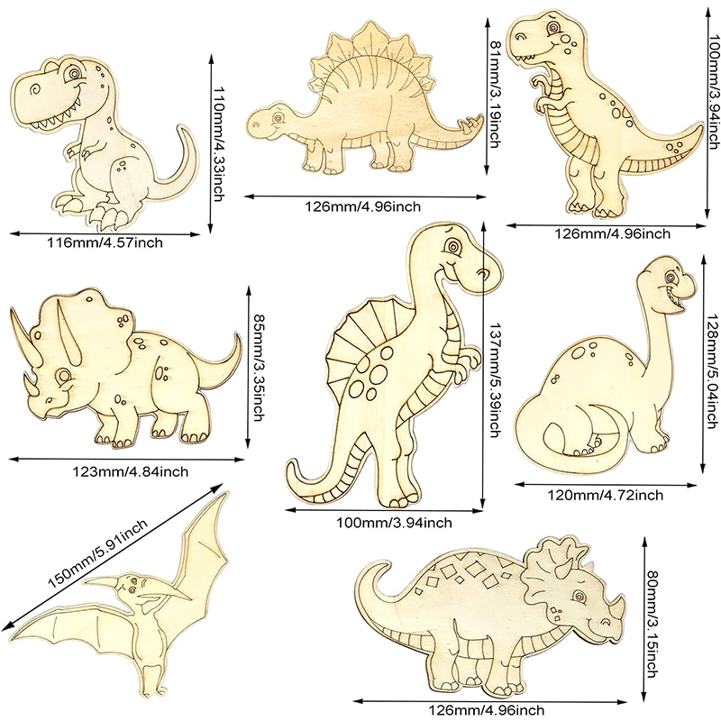 8/24 штук неокрашенных деревян – обзор и цена Art Craft Dinosaurs
